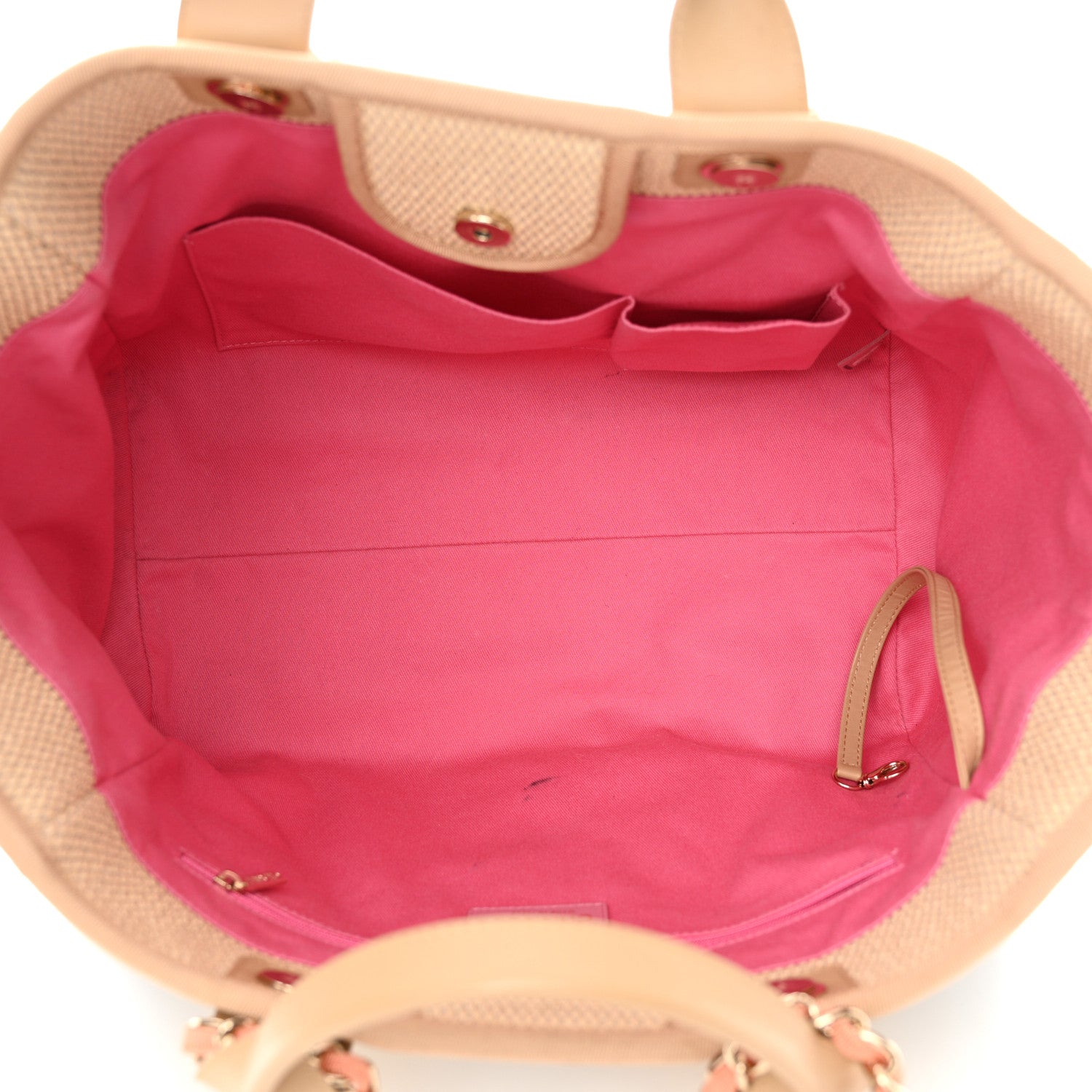 Chanel Straw Raffia Calfskin Striped Medium Deauville Tote Black Beige Ivory 5 of 15