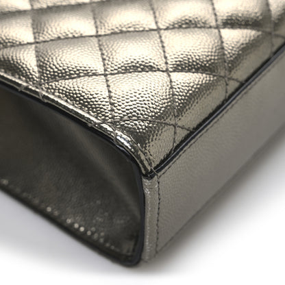 Saint Laurent Grain De Poudre Textured Mixed Matelasse Medium Triquilt Monogram Satchel Piombo 12 of 13