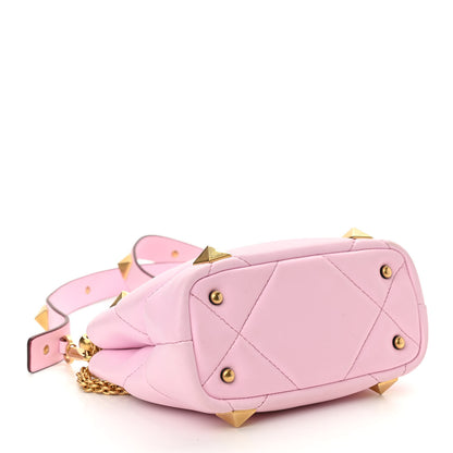 Valentino Garavani Nappa Mini Roman Stud The Handle Bag Pink Borealis 4 of 9