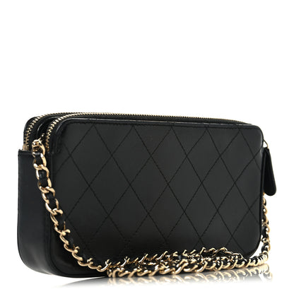 Chanel Goatskin Enamel Quilted Small Clutch With Chain Black 3 of 12