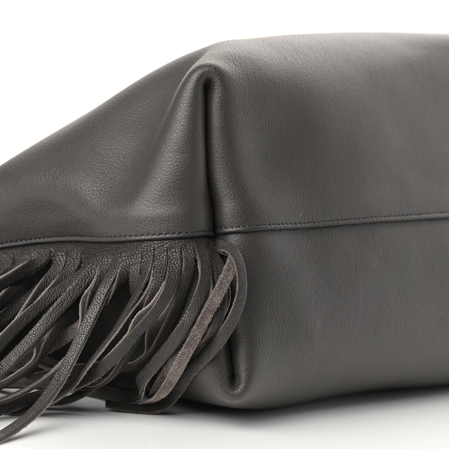 Saint Laurent Calfskin Large Fringe Shopping Tote Dark Grey 9 of 15