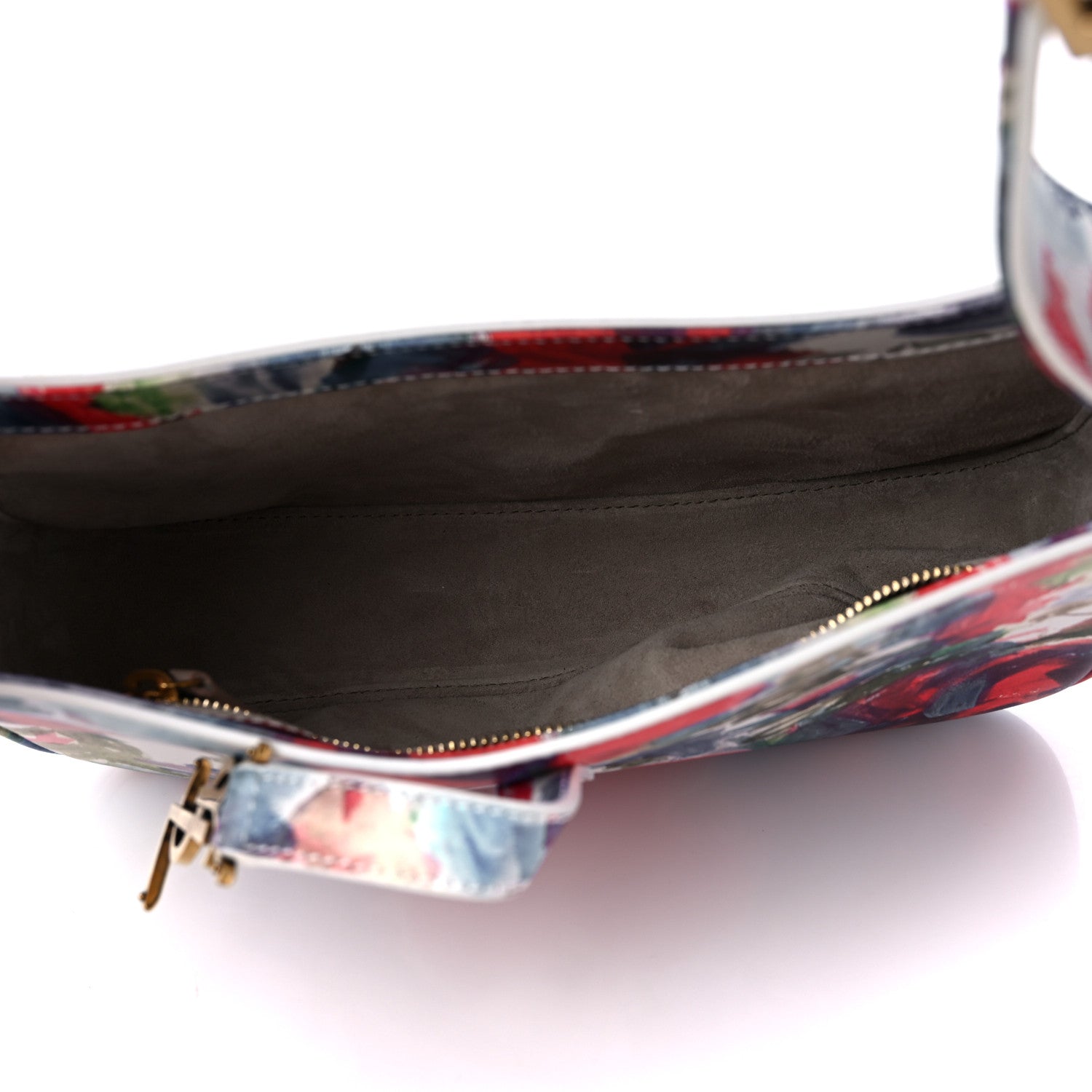 Saint Laurent Smooth Calfskin Flowers Print Le 5 A 7 Hobo White 5 of 8