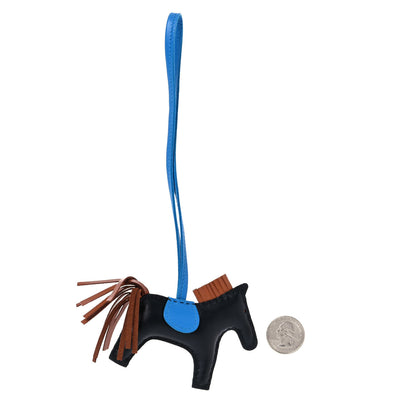 Hermes Milo Lambskin Grigri Rodeo Horse Bag Charm PM Black Gold Bleu Zanzibar 2 of 4