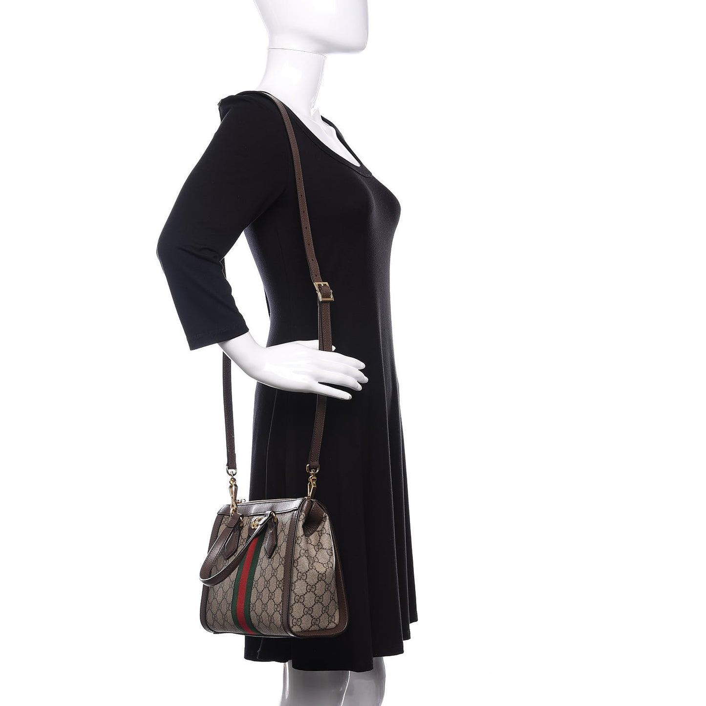 GG Supreme Monogram Small Ophidia Tote Bag Brown