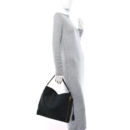 Tom Ford Pebbled Calfskin Small Alix Padlock Zip Hobo Bag Black 2 of 13