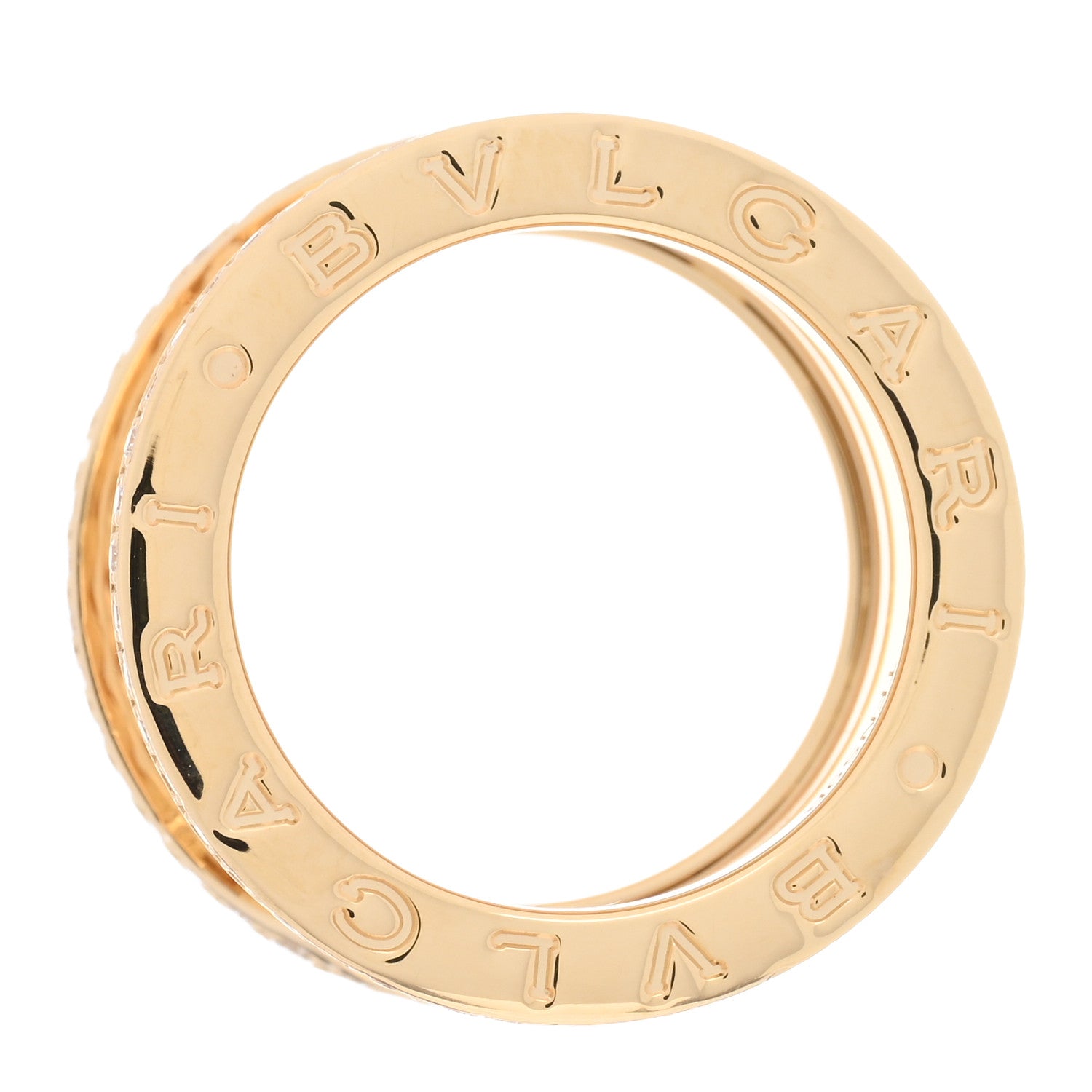 Bulgari 18K Yellow Gold Diamond B.Zero1 Rock Four-Band Pave Ring 50 5.25 4 of 6