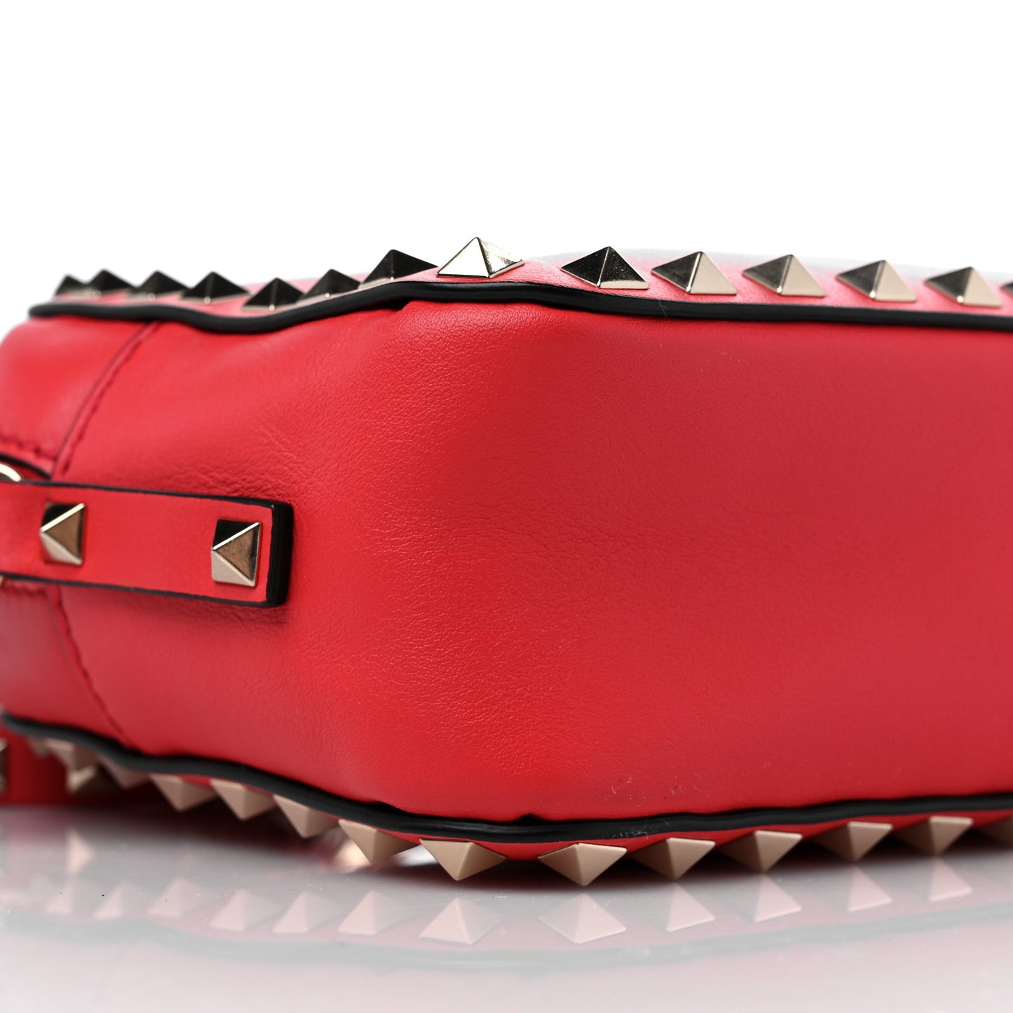 Calfskin Rockstud Camera Crossbody Bag Deep Coral