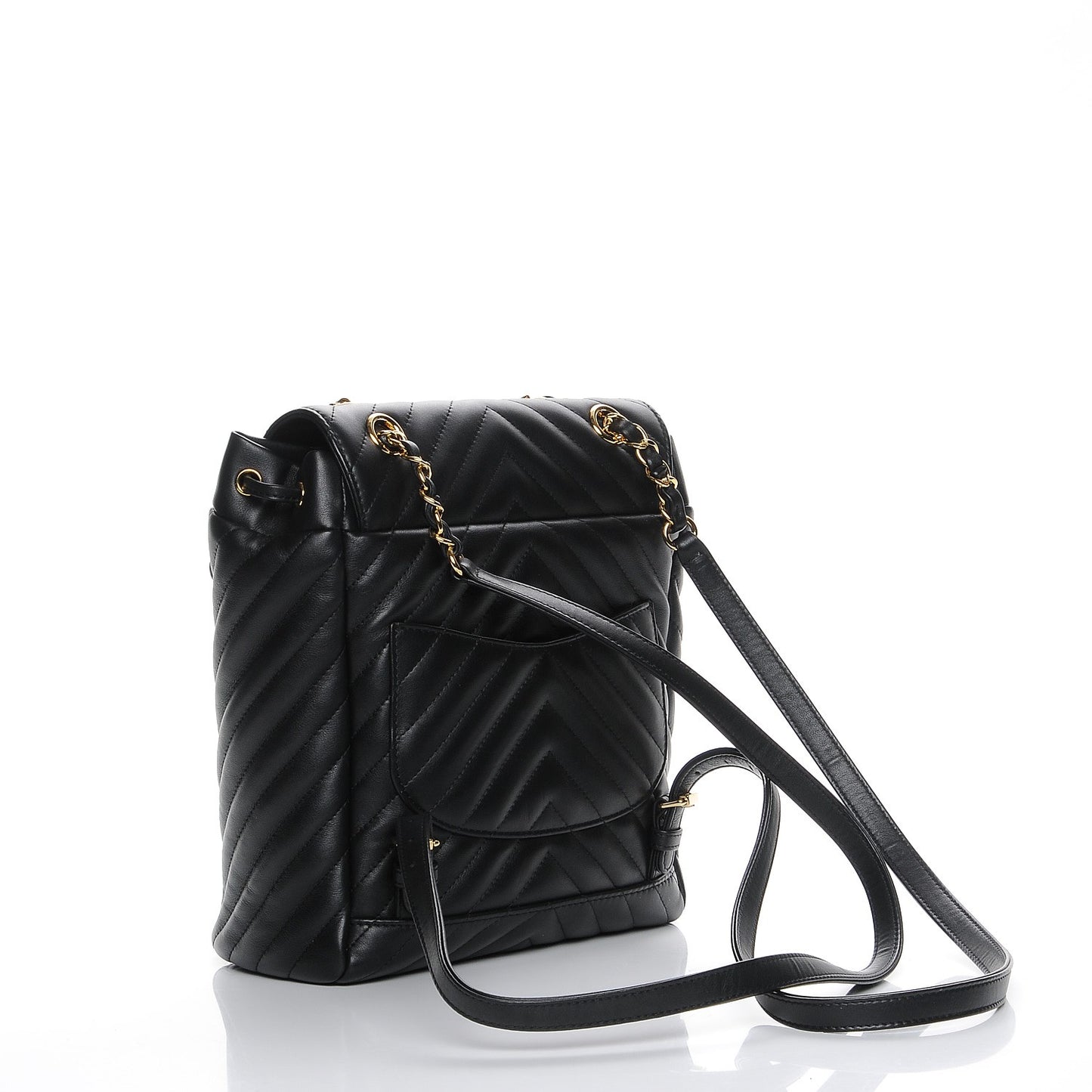 Calfskin Chevron Quilted Small Urban Spirit Backpack Black