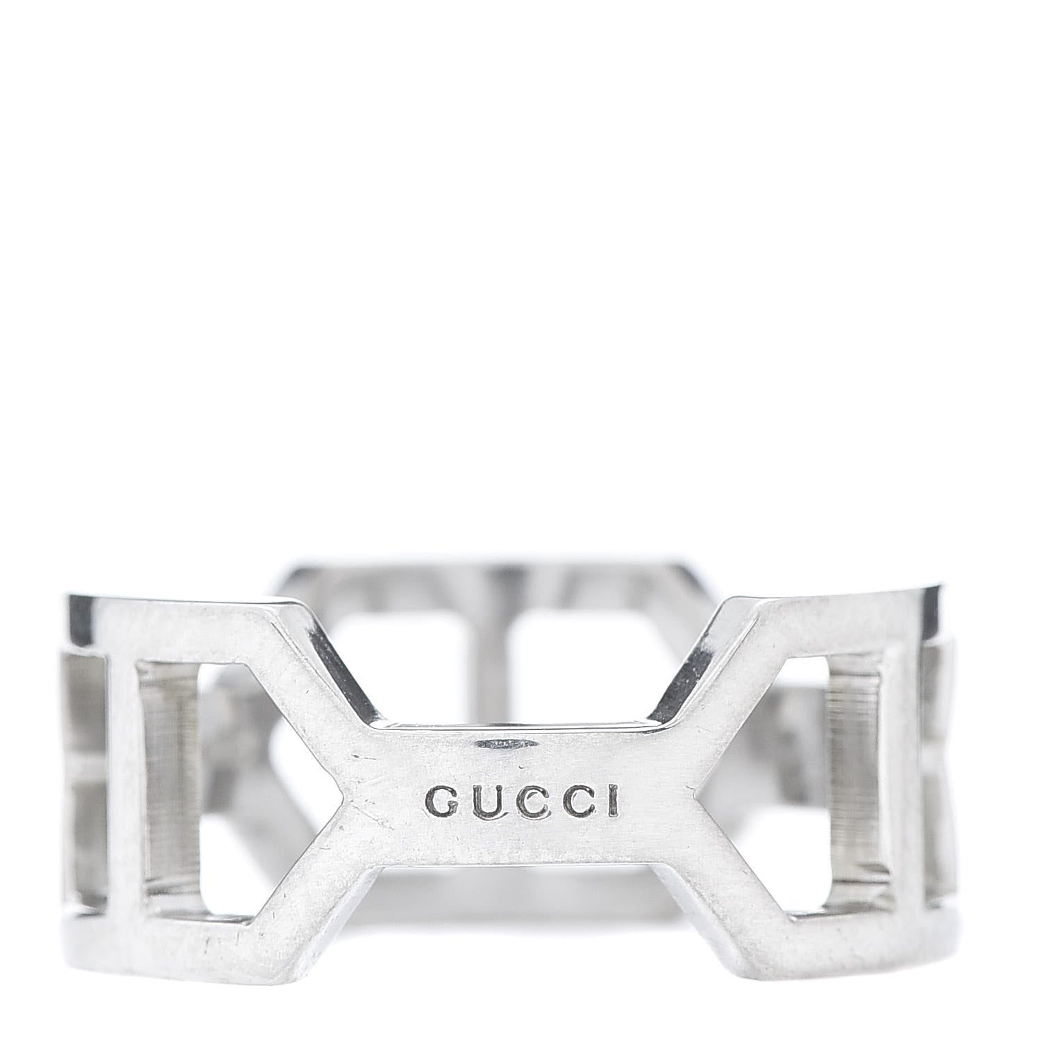Gucci Sterling Silver Geometric Band Ring 61 9.5 3 of 7