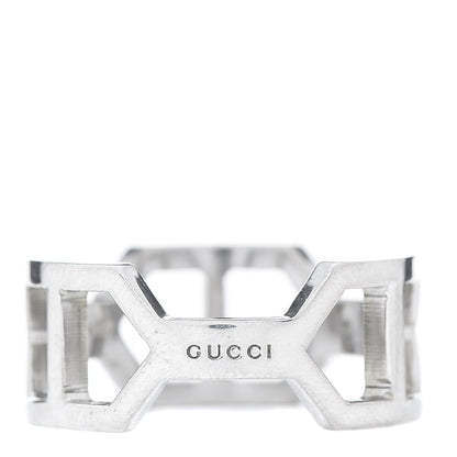 Gucci Sterling Silver Geometric Band Ring 61 9.5 3 of 7