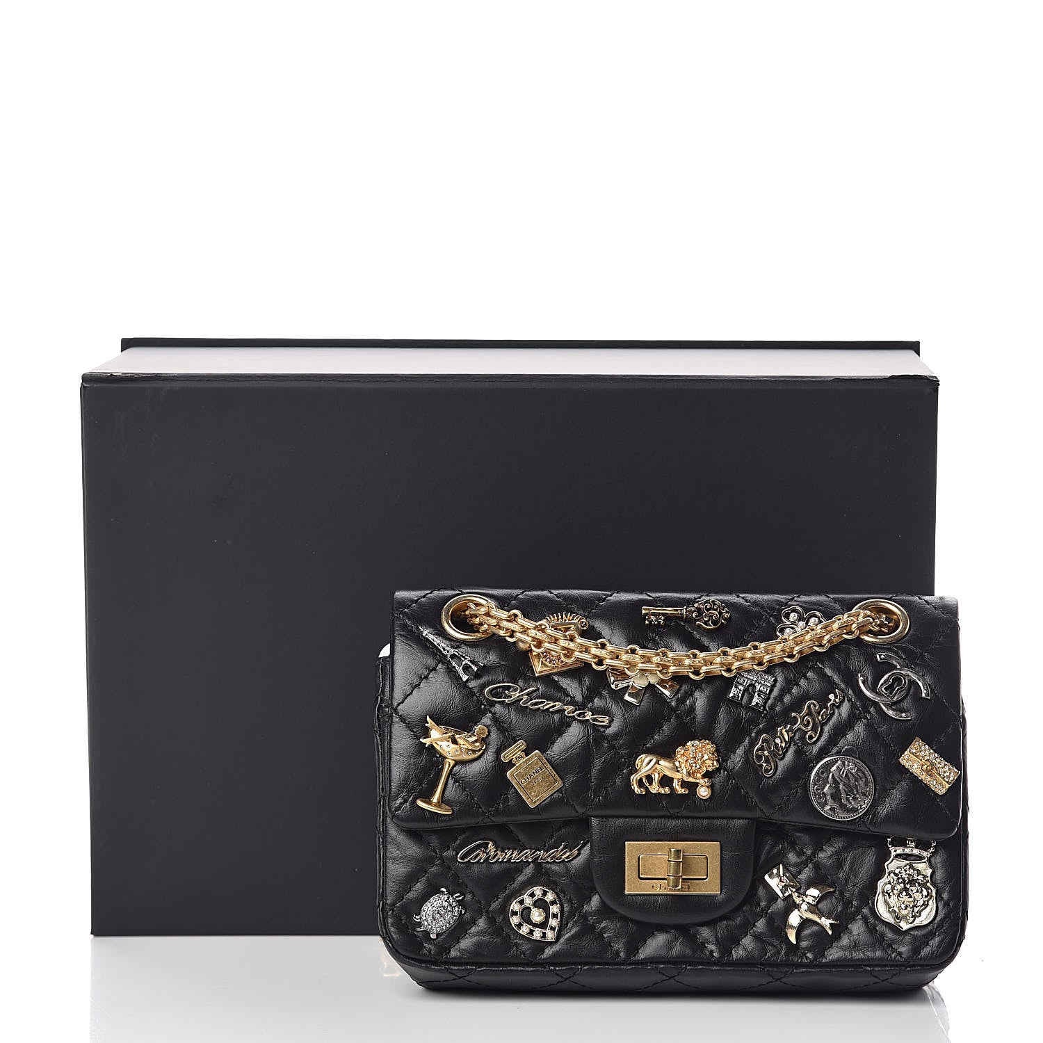 Chanel Aged Calfskin Lucky Charms 2.55 Reissue 224 Flap Black 10 of 10
