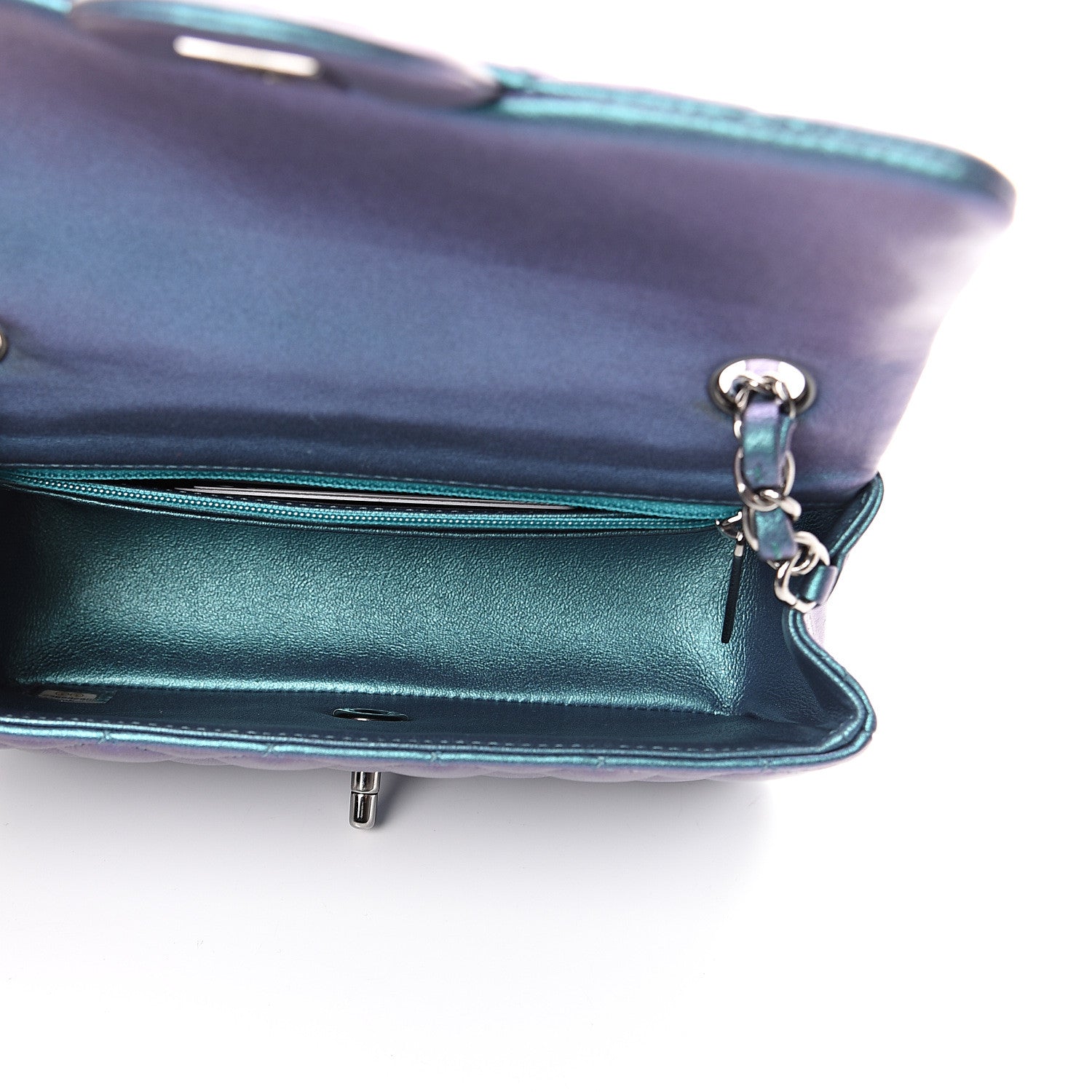 Chanel Iridescent Lambskin Quilted Mini Rectangular Flap Turquoise 4 of 10