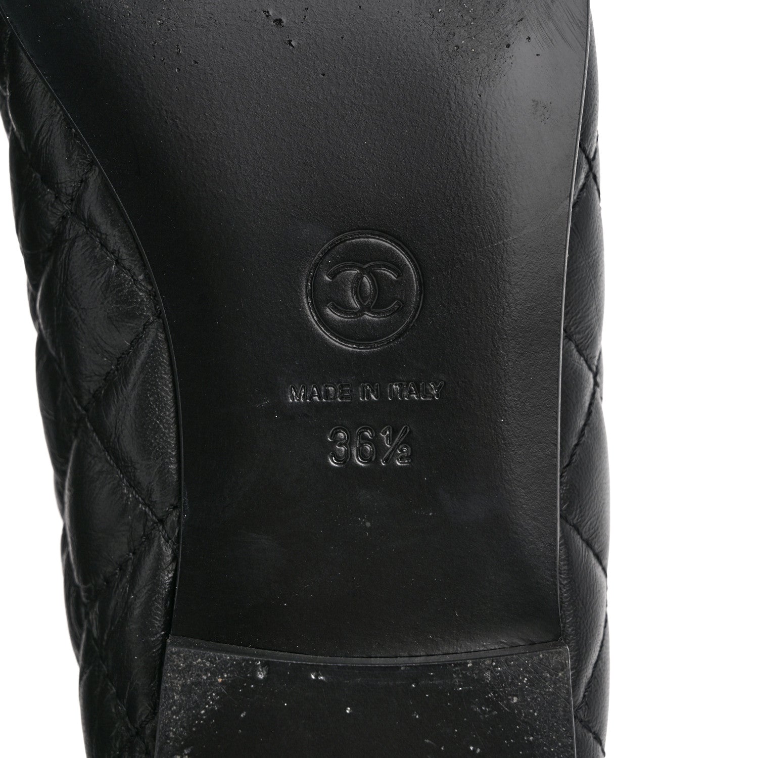 Chanel Aged Calfskin Quilted CC Cap Toe Ballerina Flats 36.5 Black 8 of 11