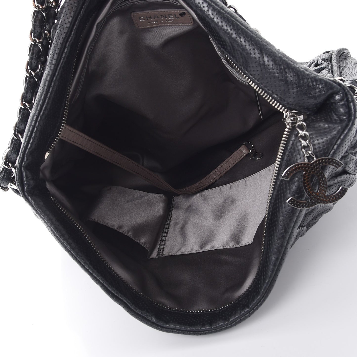 Lambskin Perforated Large Ultimate Soft Tote Black