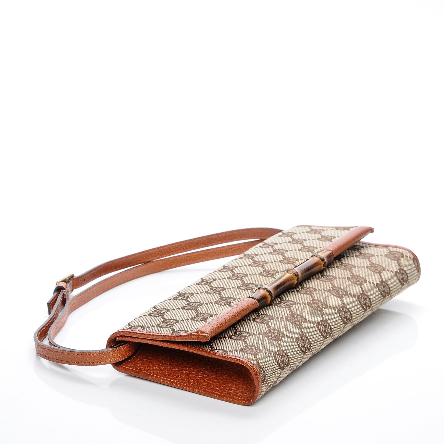 Gucci Monogram Bamboo Bar Clutch Brown 4 of 6