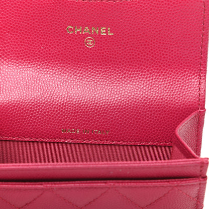 Chanel Caviar Quilted Flap Card Holder Wallet Pink 7 of 9