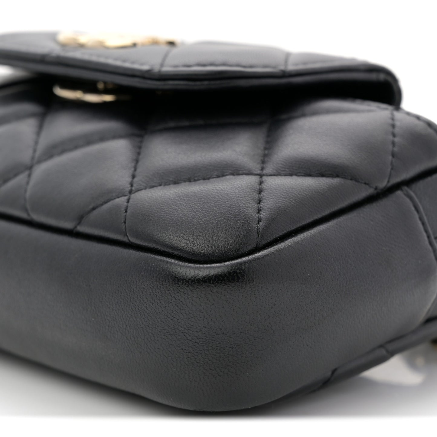 Lambskin Quilted Waist Bag Black