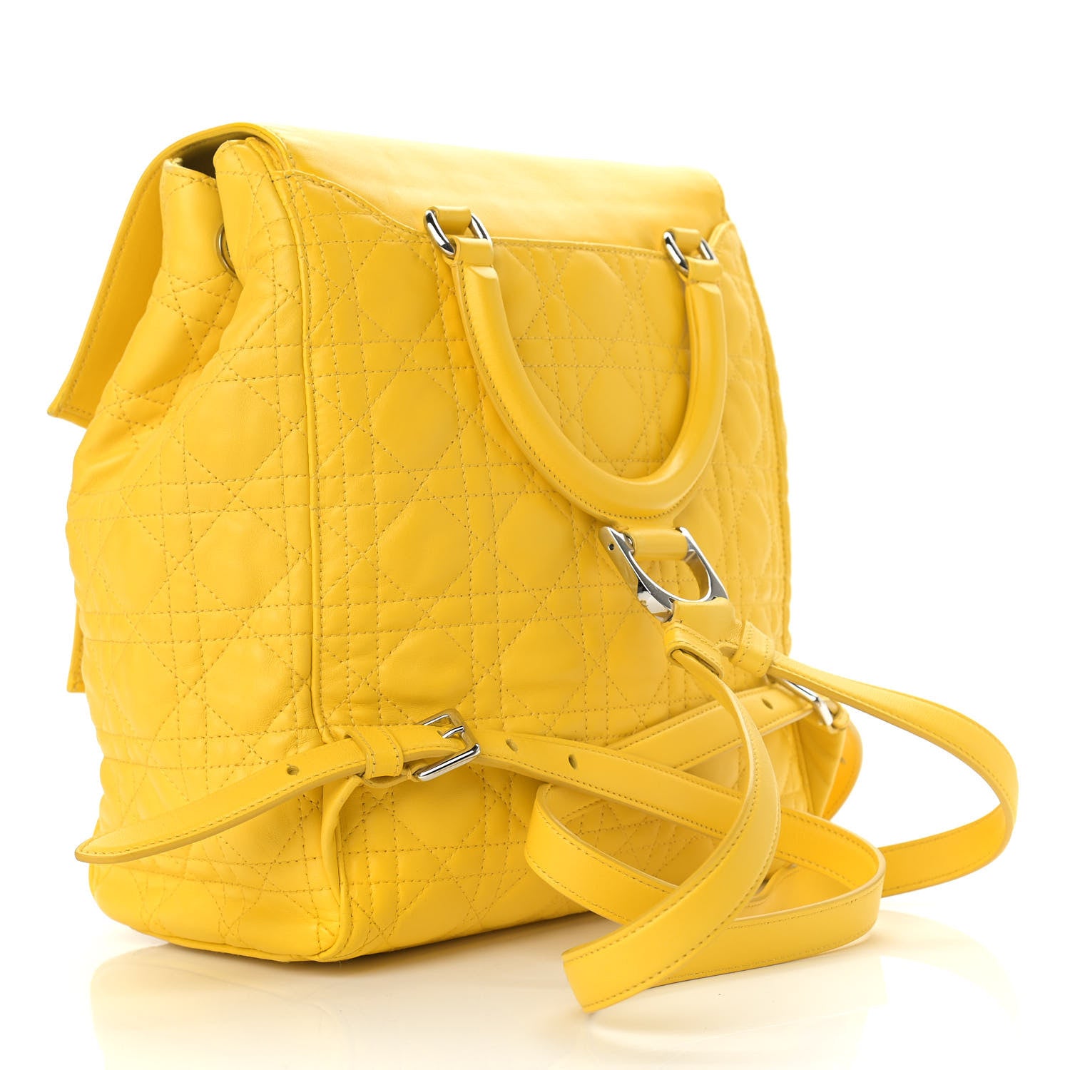 Christian Dior Lambskin Cannage Embroidered Stardust Backpack Yellow 2 of 14
