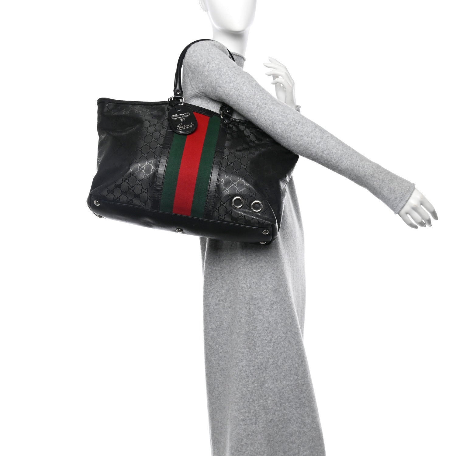 Gucci Imprime Monogram Web 500 Tote Black 3 of 14