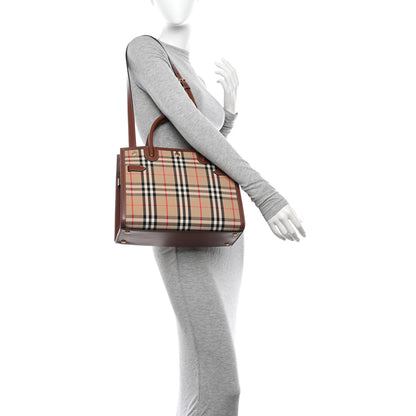 Burberry Calfskin Vintage Check Two Handle Title Bag Archive Beige 2 of 12