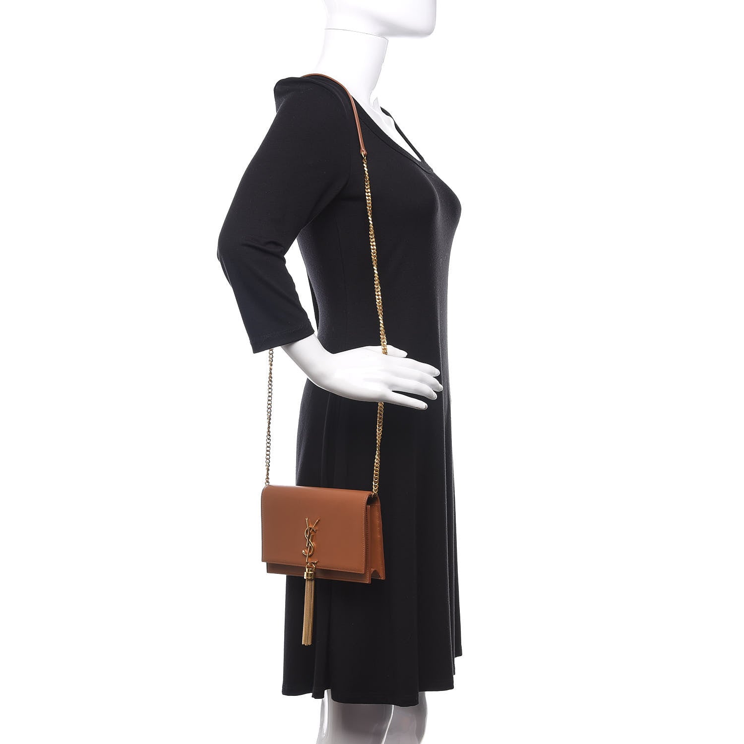 Saint Laurent Smooth Calfskin Classic Monogram Kate Tassel Chain Wallet Brown 2 of 11