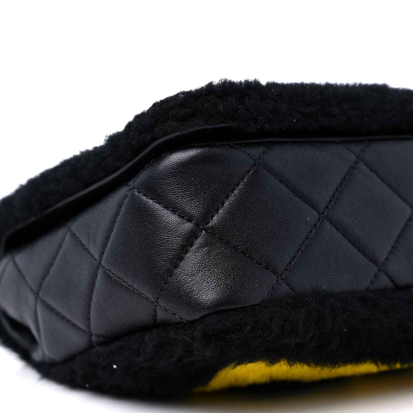 Shearling Lambskin Medium Chanel 100% Flap Black
