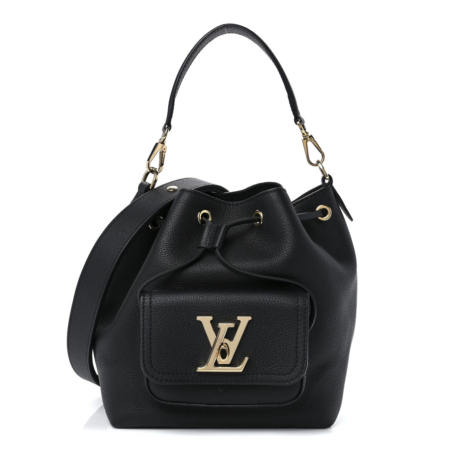 Calfskin Lockme Bucket MM Black