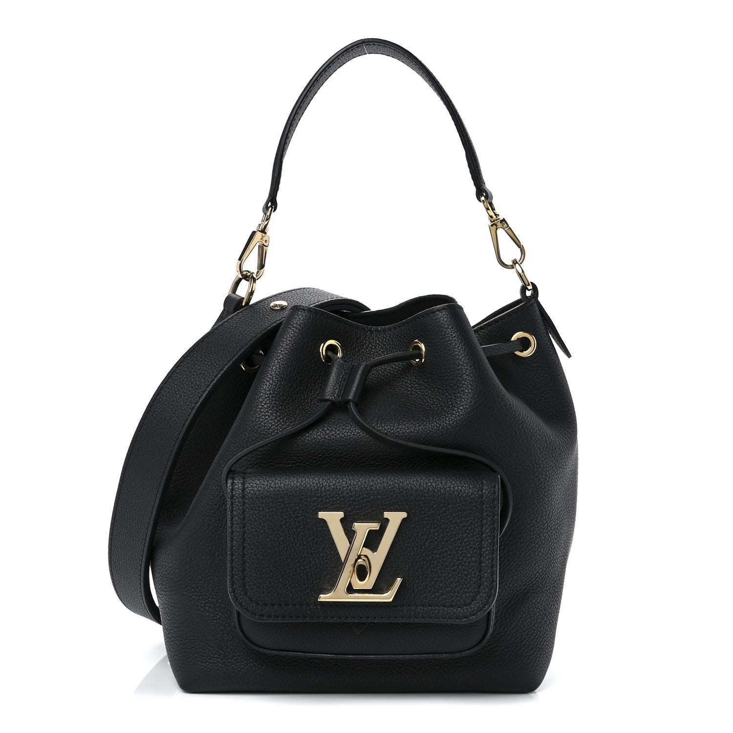 Louis Vuitton Calfskin Lockme Bucket MM Black 1 of 11