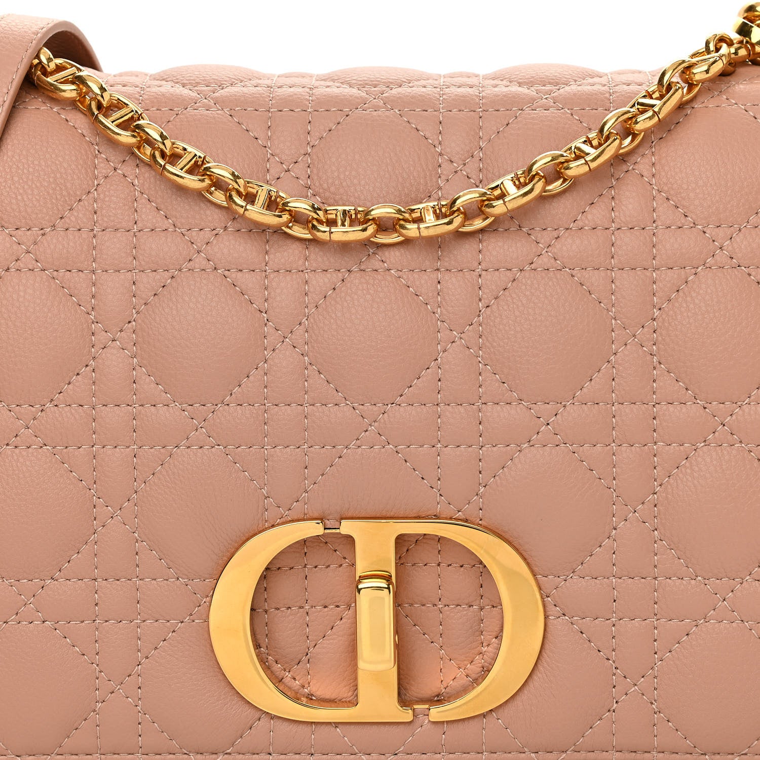 Christian Dior Grained Calfskin Cannage Large Caro Bag Rose De Vents 8 of 10