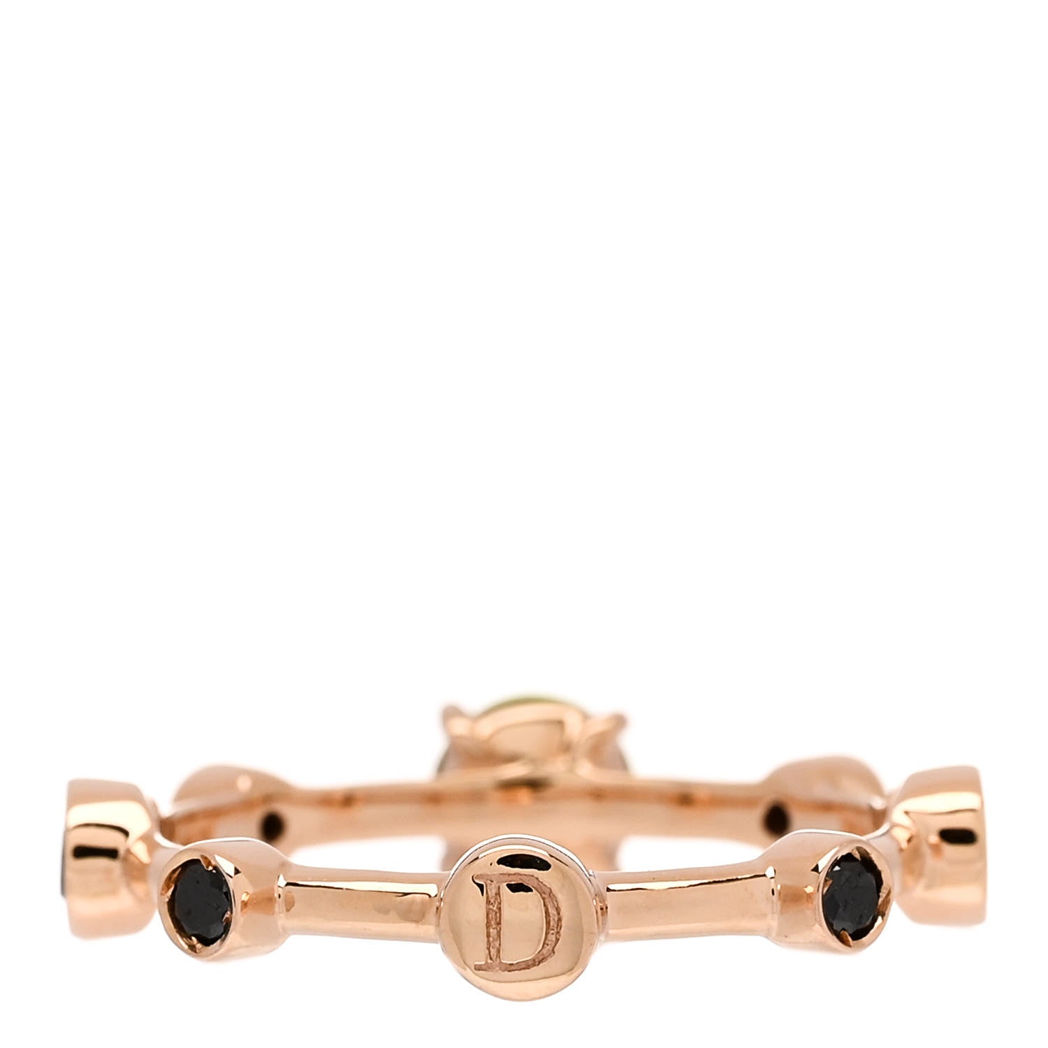 Damiani 18K Rose Gold Black Diamond Peridot Band Ring 53 6.25 3 of 5