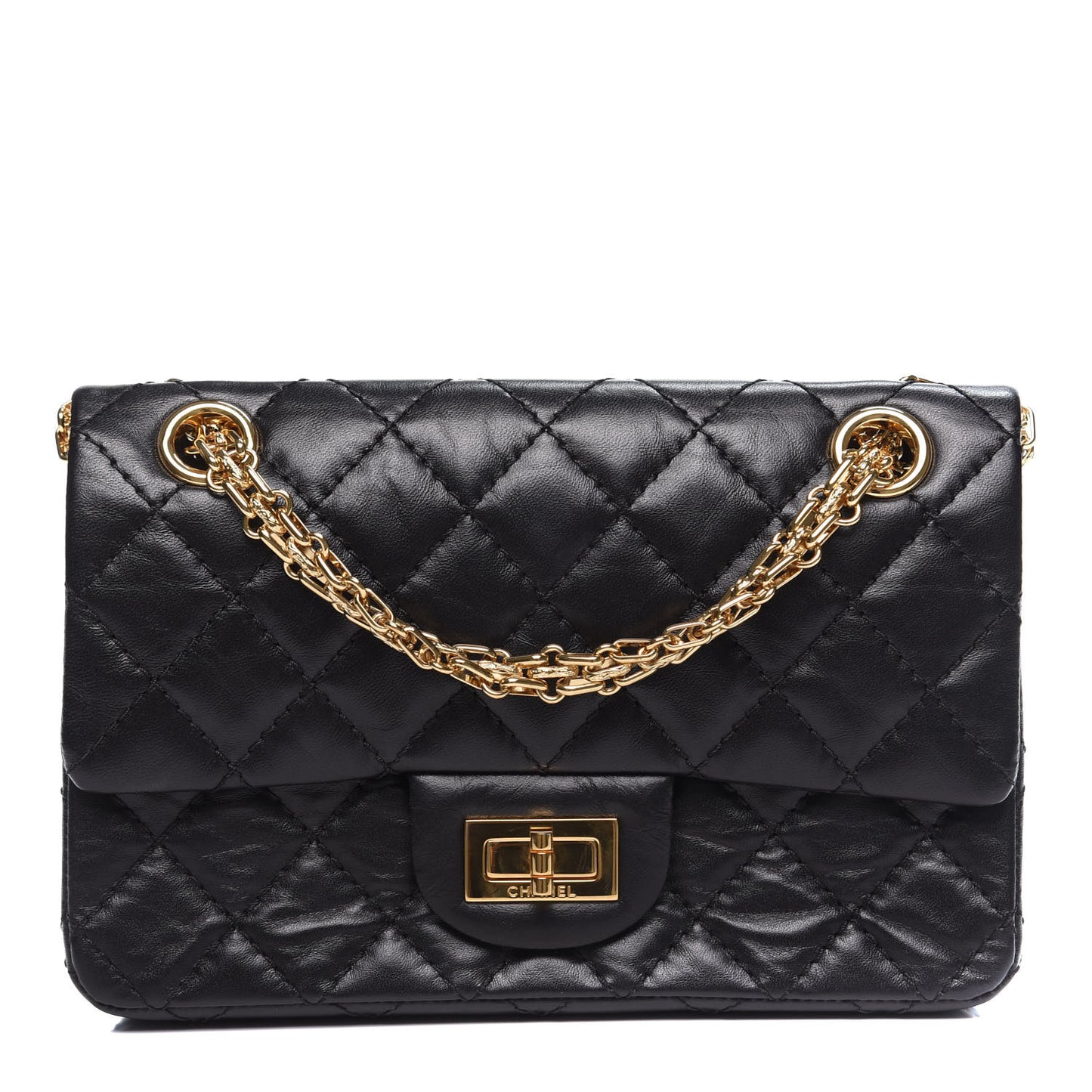 Aged Calfskin Quilted 2.55 Reissue Mini Flap Black