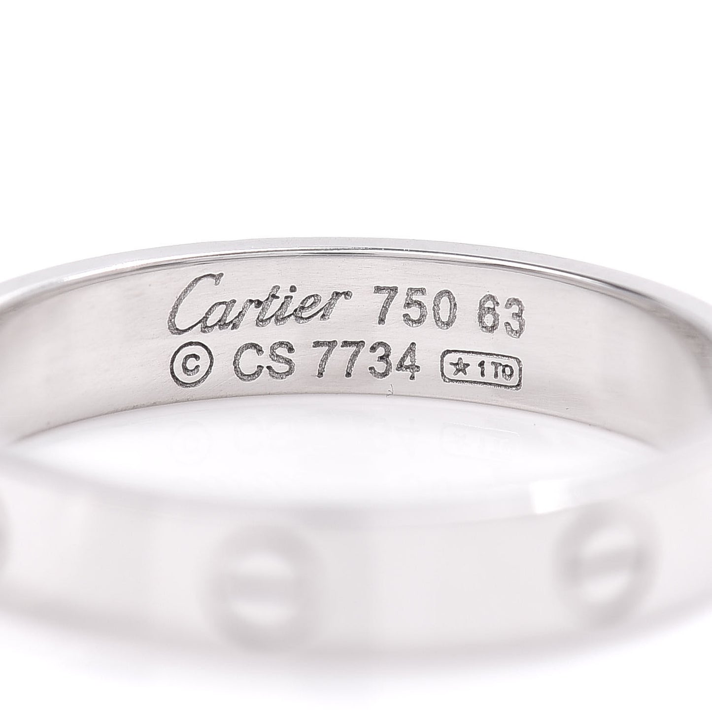 18K White Gold 3.5mm LOVE Wedding Band Ring 63 10.25