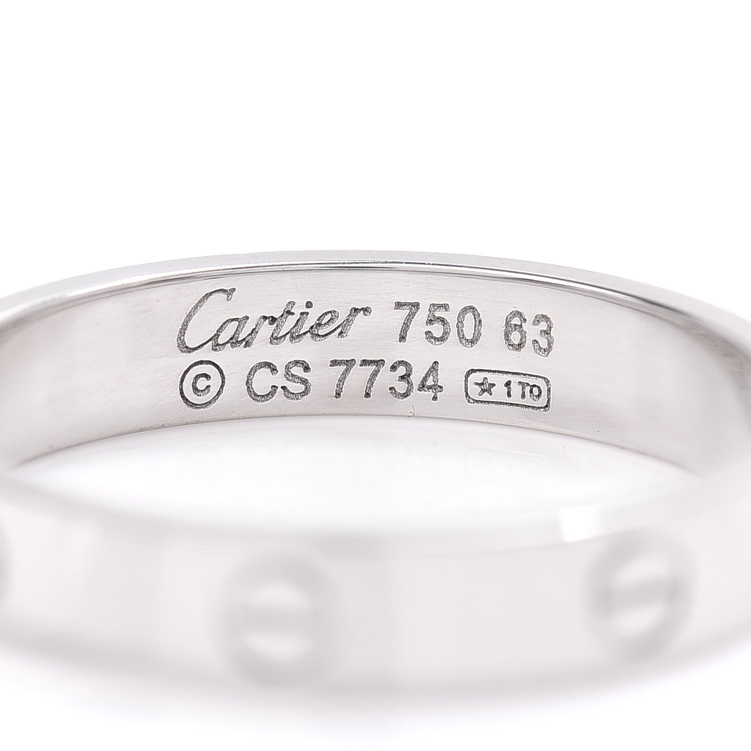 Cartier 18K White Gold 3.5mm LOVE Wedding Band Ring 63 10.25 4 of 4