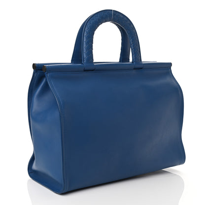 Bottega Veneta French Calfskin Bretagne Tote Blue 3 of 10