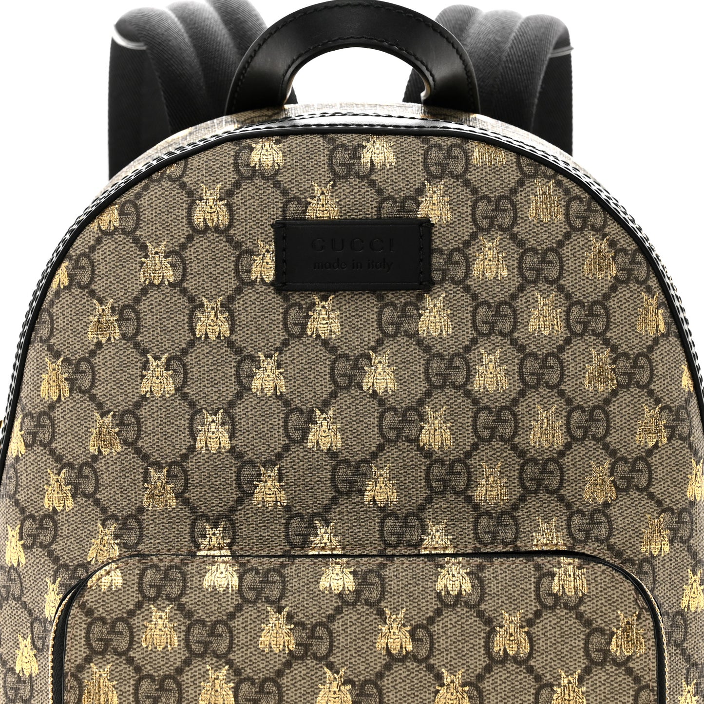 GG Supreme Monogram Bees Print Small Day Backpack Beige Oro Black
