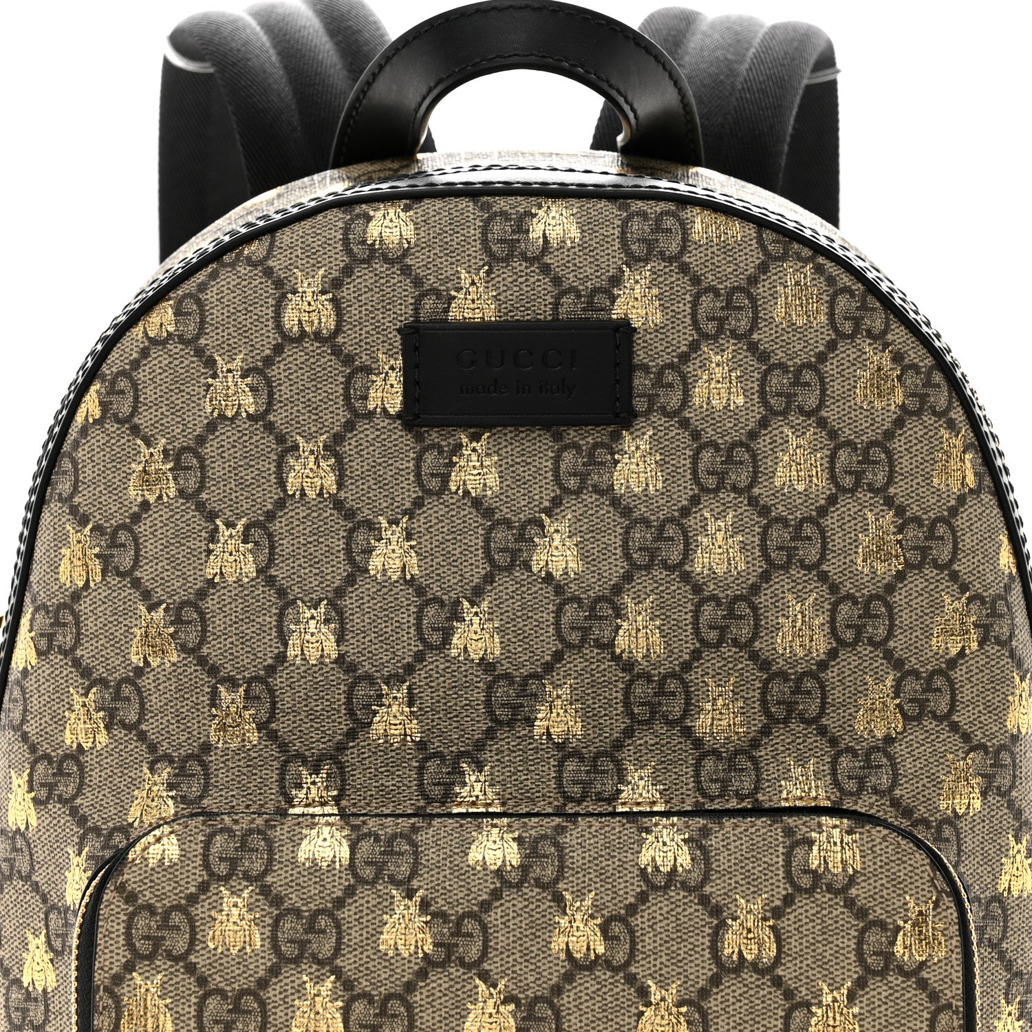 Gucci GG Supreme Monogram Bees Print Small Day Backpack Beige Oro Black 8 of 10