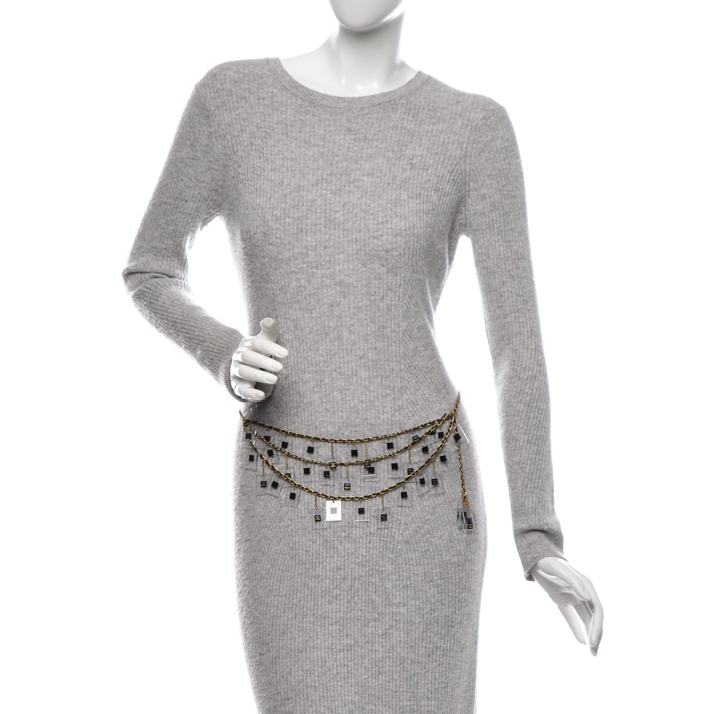 Lucite CC Chain Belt Black Gold