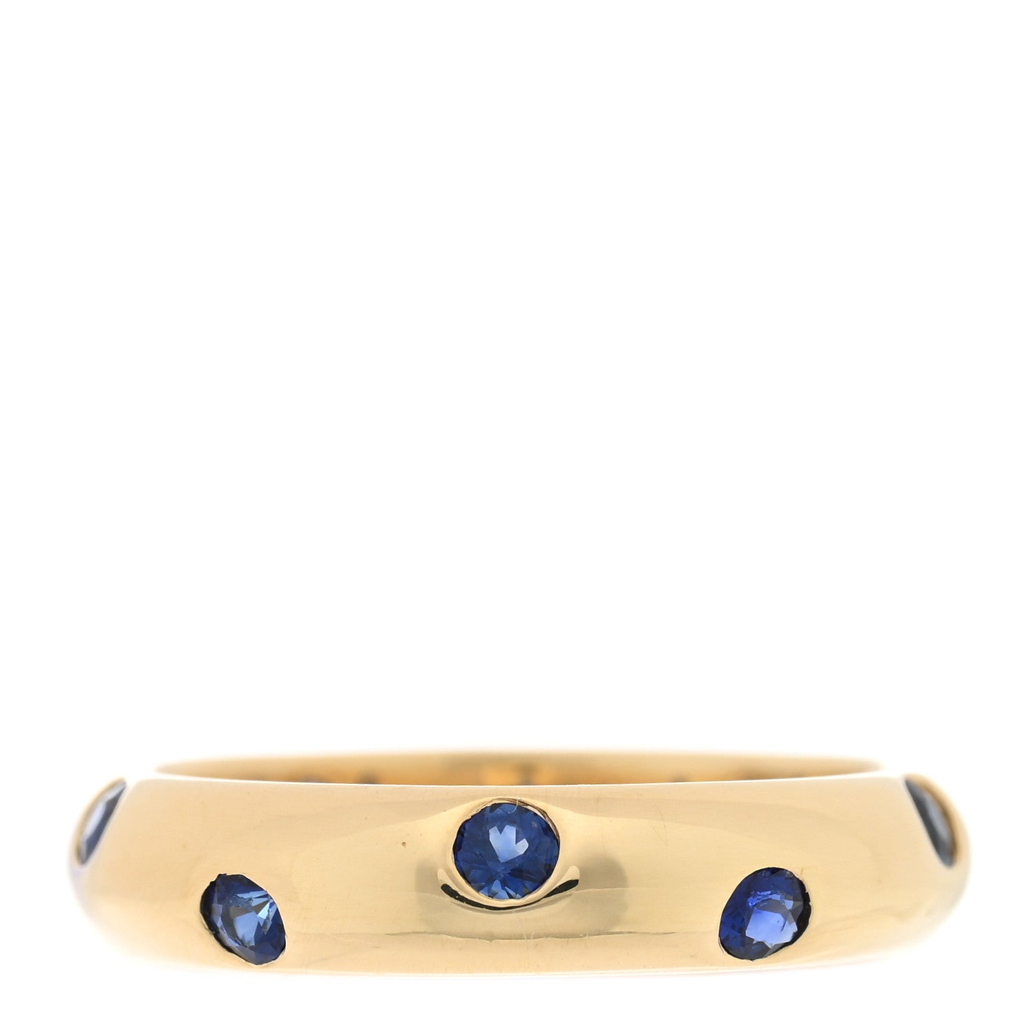 Tiffany 18K Yellow Gold Blue Sapphire 4mm Etoile Band Ring 50 5.25 3 of 4