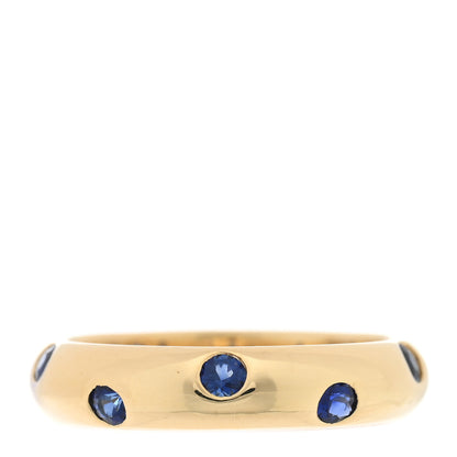 Tiffany 18K Yellow Gold Blue Sapphire 4mm Etoile Band Ring 50 5.25 3 of 4