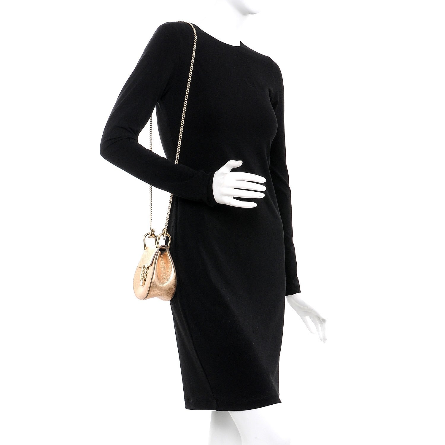Chloe Metallic Grained Goatskin Nano Drew Shoulder Bag Abstract Gold 2 of 10