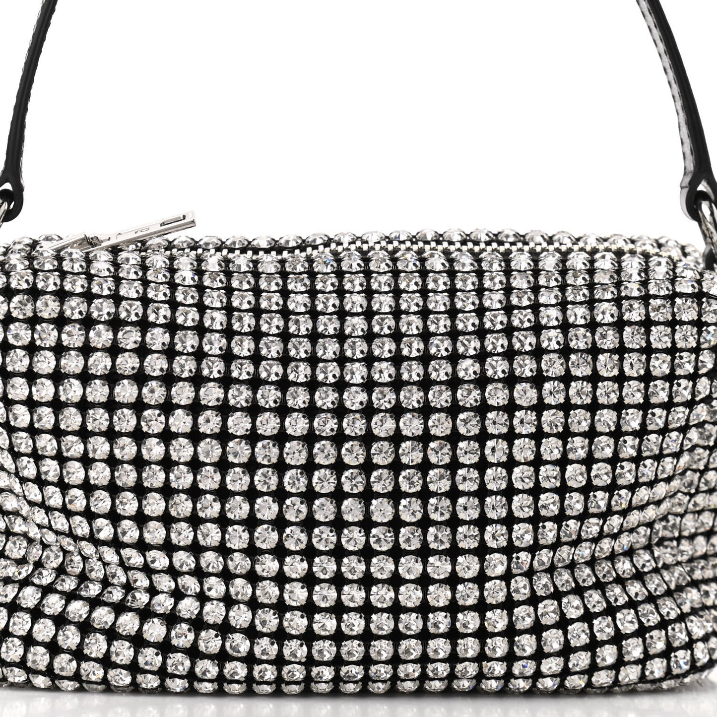Mesh Crystal Rhinestone Mini Heiress Pouch Black Silver