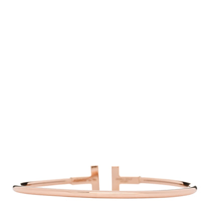Tiffany 18K Rose Gold Diamond T Wire Bracelet 2 of 3