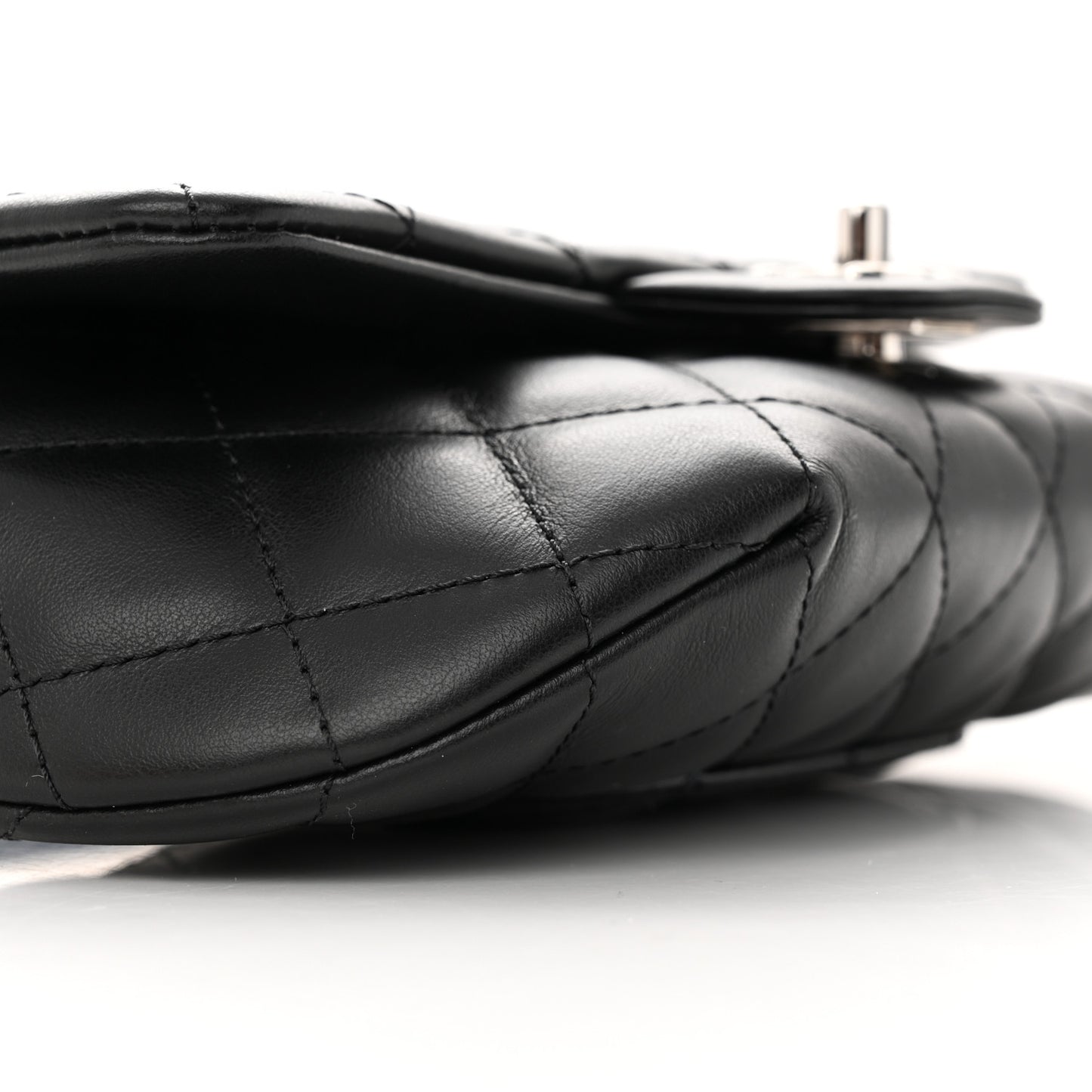 Calfskin Quilted CC Uniform Flap Belt Bag Black