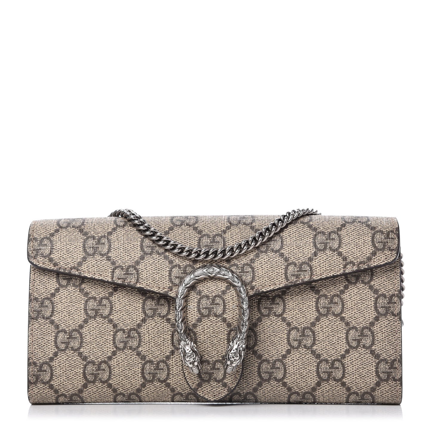 GG Supreme Monogram Dionysus Chain Clutch Wallet Beige Taupe
