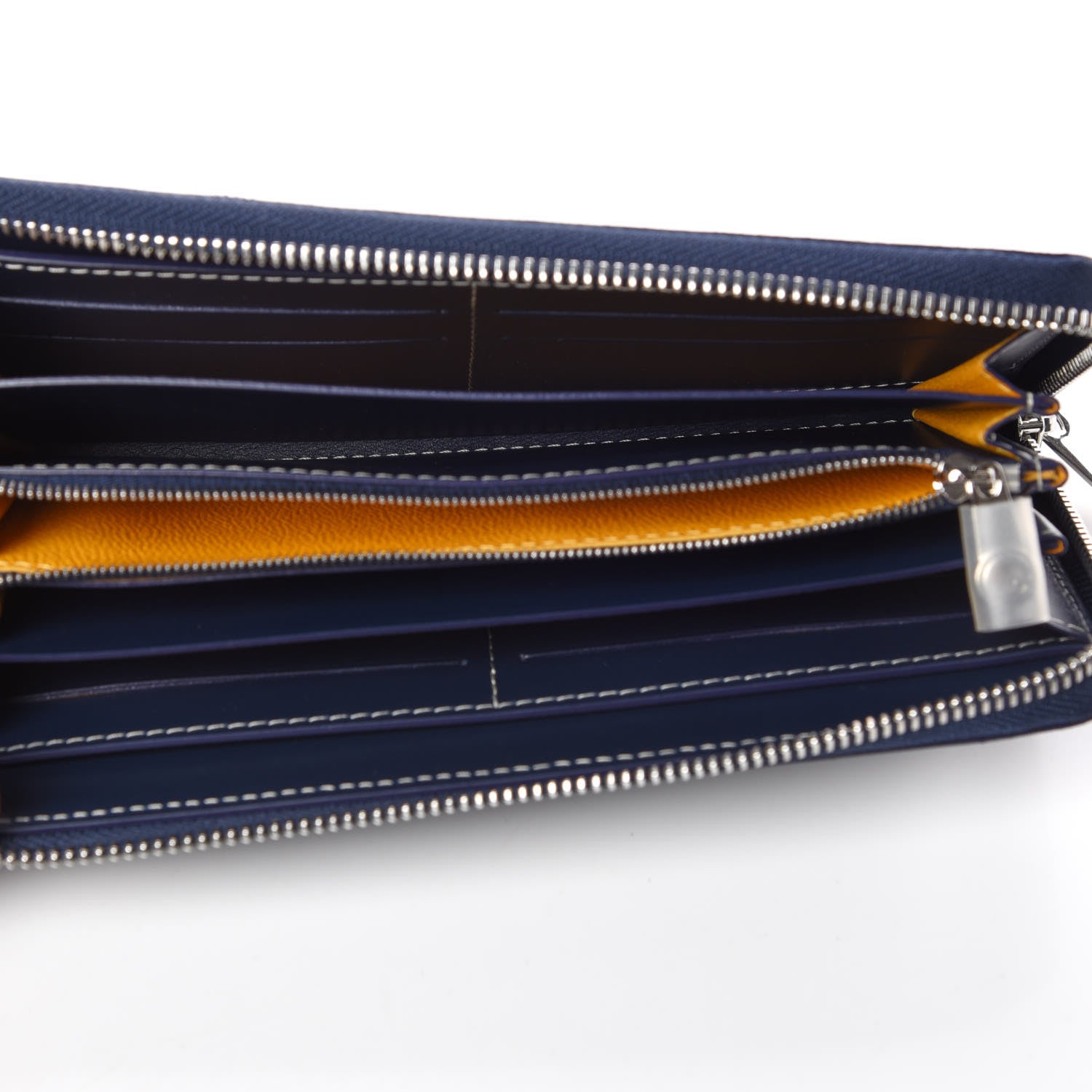 Goyard Goyardine Matignon Zip Around GM Wallet Navy 5 of 9