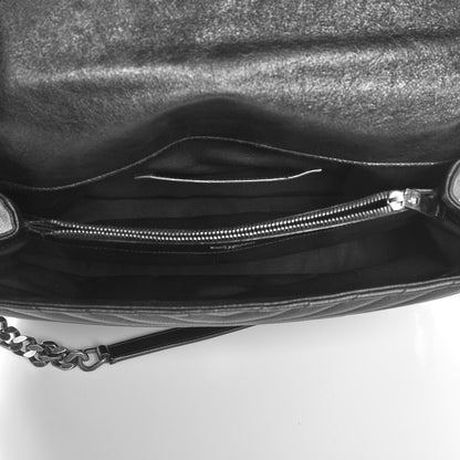 Saint Laurent Sheepskin Matelasse Chevron Monogram Large College Satchel Black 7 of 11
