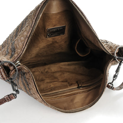Bottega Veneta Nappa Intrecciato Alligator Large Shoulder Bag Brown 5 of 9