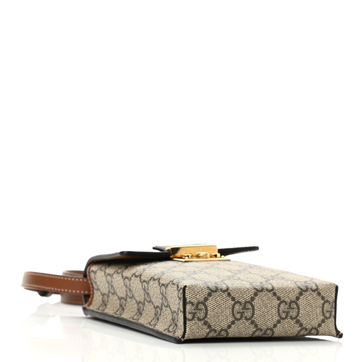 GG Supreme Monogram Padlock Phone Crossbody Bag Brown