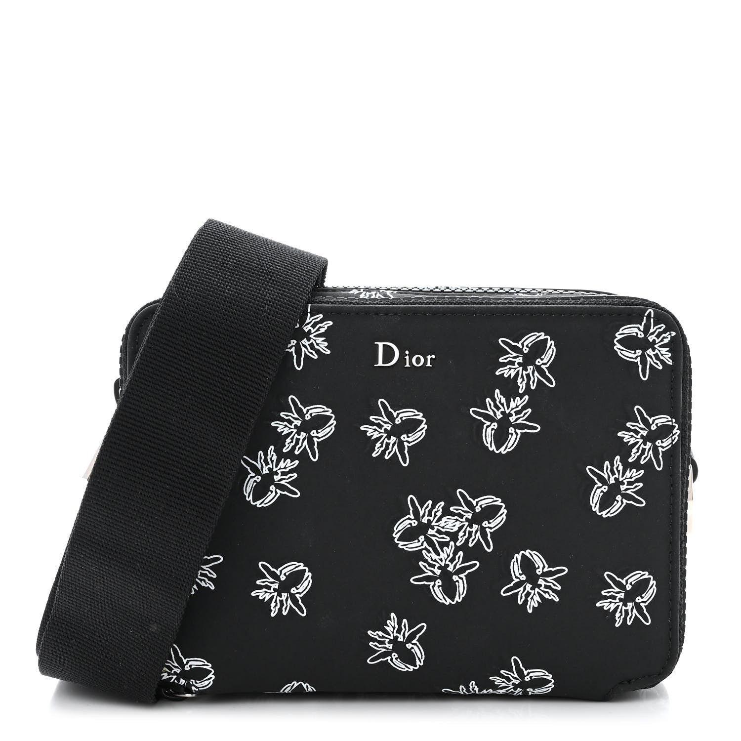 Christian Dior Calfskin Double Zip Crossbody Black White 1 of 13