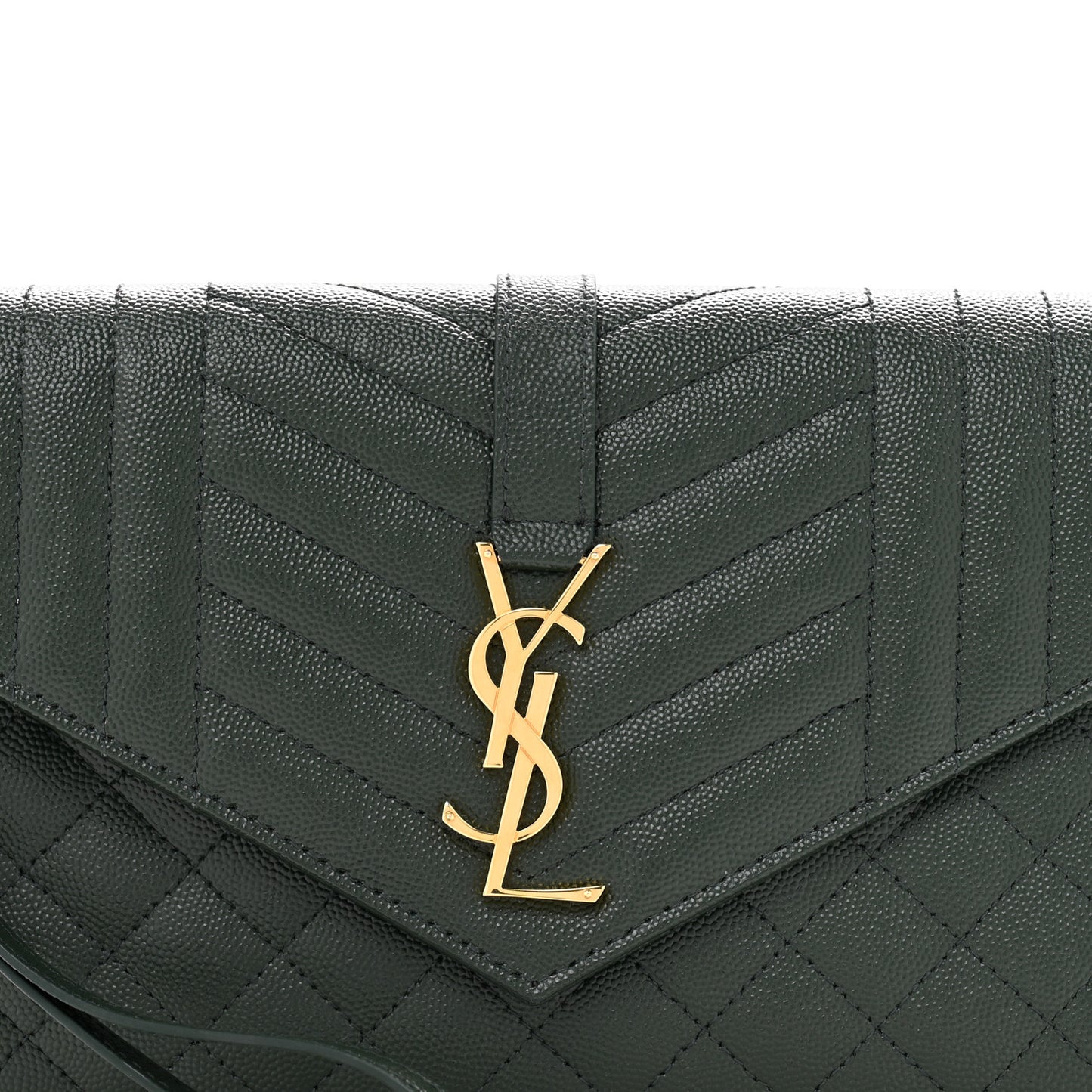 Grain De Poudre Textured Mixed Matelasse Triquilt Monogram Clutch Vert Fonce